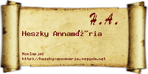 Heszky Annamária névjegykártya